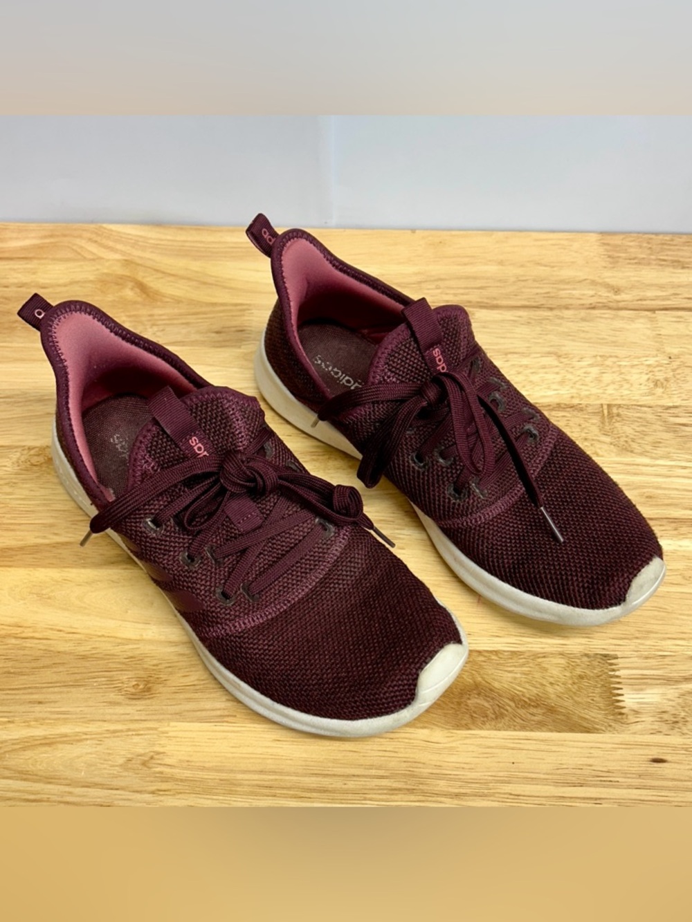 adidas Women's Burgundy Knit Lace-Up Sneakers Women’s Size 9